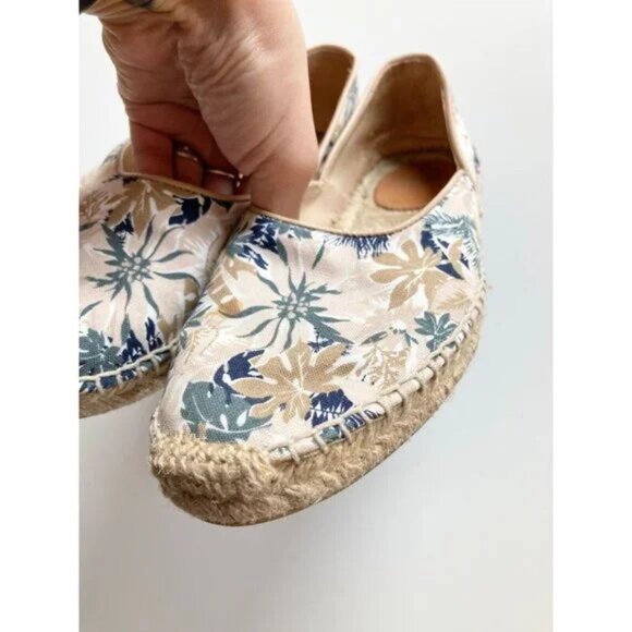 RAG & BONE Georgie Floral Canvas Leather Flat Slip On Espadrille Flats, Size 37 - Picture 6 of 14
